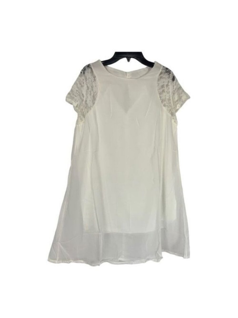 Women's White Sheer Lace Shoulders Blouse Size XL